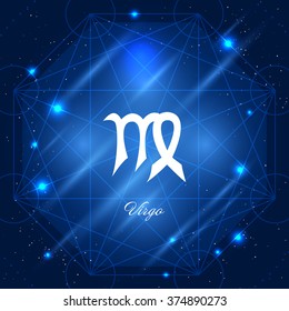 Zodiac sign virgo. Vector space background with geometric ornament