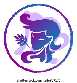 zodiac sign Virgo , watercolor, vector illustration