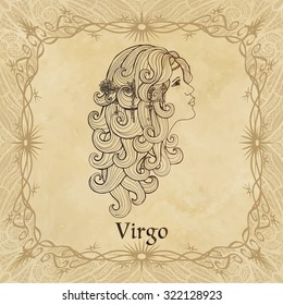 Zodiac sign Virgo in zentangle style