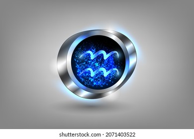 Zodiac sign in the window against the background of the starry sky. Astrological symbolism.