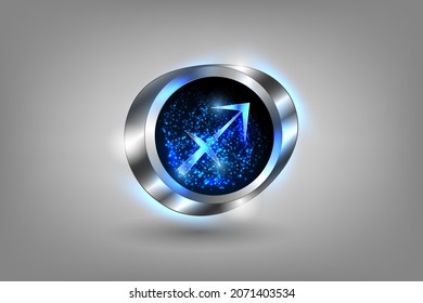 Zodiac sign in the window against the background of the starry sky. Astrological symbolism.