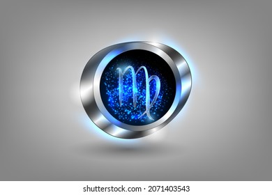 Zodiac sign in the window against the background of the starry sky. Astrological symbolism.