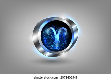 Zodiac sign in the window against the background of the starry sky. Astrological symbolism.
