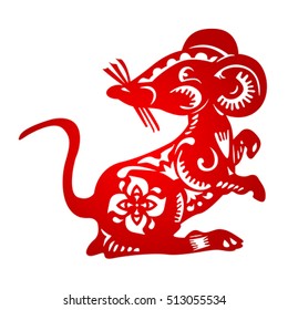 Zodiac Sign for Year of Rat, The Chinese traditional paper-cut art