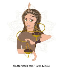 Zodiac sign young girl. Abstract astrology. libra zodiac