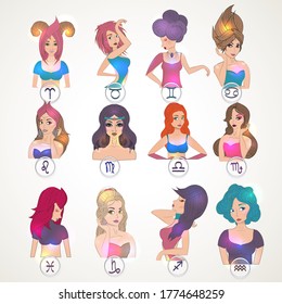Zodiac sign young girl, character. Abstract astrology, vector. EPS 10