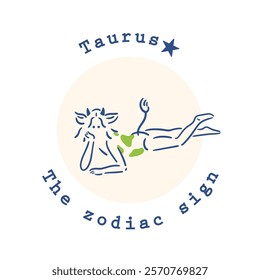 [Zodiac Signs] 2. Illustration material of a Taurus girl