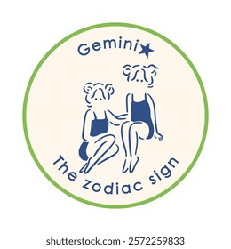 [Zodiac Signs] 3. Gemini girl illustration material_monochrome