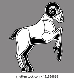 Zodiac signs Aries. Astrology sign isolated on white for tattoo design.