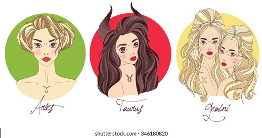 zodiac signs of Aries, Taurus and Gemini