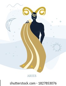 Zodiac signs Aries. Vector illustration of the zodiac symbol. Vector illustration in flat style