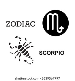 Zodiac signs. Astrological symbol, the constellation Scorpio. Twelve astrological avatars. Editable and color-changeable.
