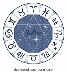 Zodiac. Signs. Astrological symbol. Horoscope. Astrology. Mystical. Vector