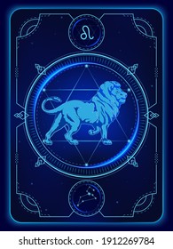 Zodiac signs astrology. Constellations Leo horoscope sign in twelve zodiac with galaxy stars background. Vector illustration Modern.
