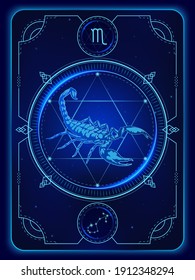 Zodiac signs astrology. Constellations Scorpio horoscope sign in twelve zodiac with galaxy stars background. Vector illustration Modern.
