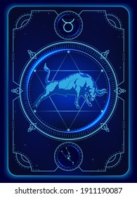 Zodiac signs astrology. Constellations Taurus horoscope sign in twelve zodiac with galaxy stars background. Vector illustration Modern.
