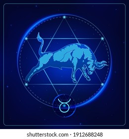 Zodiac signs astrology. Constellations Taurus horoscope sign in twelve zodiac with galaxy stars background. Vector illustration Modern.
