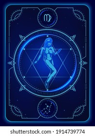 Zodiac signs astrology. Constellations Virgo horoscope sign in twelve zodiac with galaxy stars background. Vector illustration Modern.
