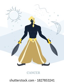 Zodiac signs Cancer. Vector illustration of the zodiac symbol. Vector illustration in flat style