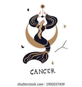 Zodiac signs Cancer. Vector illustration of the zodiac symbol.