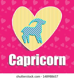 Zodiac signs, Capricorn, with heart.Vector eps10,illustration.Raster also available.