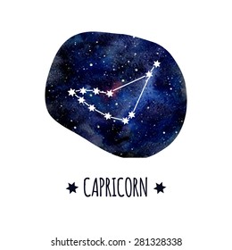 Zodiac signs Capricorn. Vector watercolor illustration.