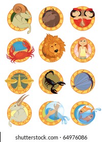 Zodiac signs in cartoon style