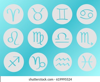 Zodiac signs circle ball icon,vector illustration