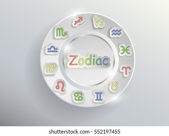 Zodiac signs. Zodiac circle on a gray background with colored signs of the zodiac.
