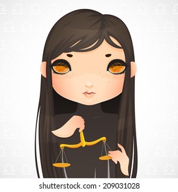 Zodiac signs collection, Libra, vector girl
