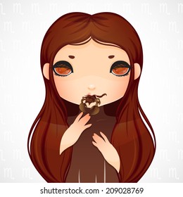 Zodiac signs collection, Scorpio, vector girl