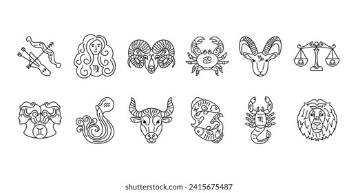 Zodiac signs color set. Astrology. Horoscope. All zodiac signs and elements. Predictions and human character