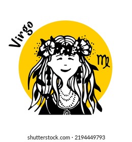 Signos zodiacales rostro cómico y carácter de personas en estilo de garabatos para avatar en círculo amarillo