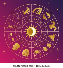 Signos zodiacales, constelación y astrología. Señales de horóscopo vectorial para medios sociales, impresión y promoción de marca