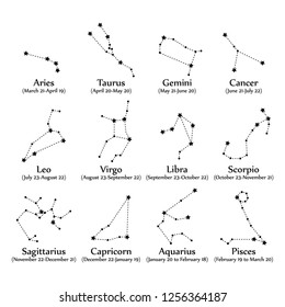 Vector Constellations Zodiac Signs Constellations Icons Stock Vector ...