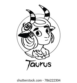 Zodiac Signs of cute female Taurus  character