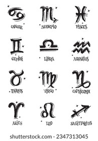 Zodiac Signs. Zodiac design. Horoscope. Astrology. Astronomy