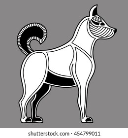 Zodiac signs Dog. Astrology sign isolated on white for tattoo design.