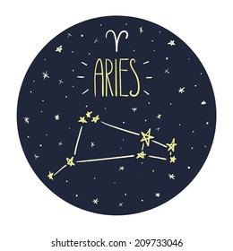 Zodiac signs doodle set - Aries