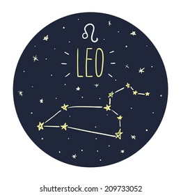 Zodiac signs doodle set - Leo