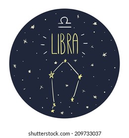 Zodiac signs doodle set - Libra