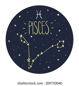Zodiac signs doodle set - Pisces