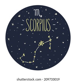 Zodiac signs doodle set - Scorpius