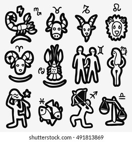 Zodiac signs doodles 