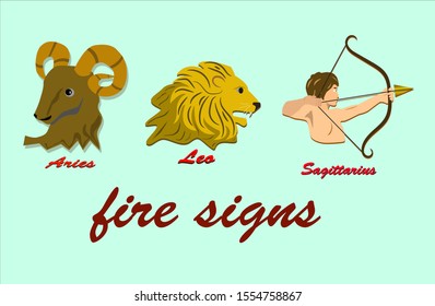 zodiac signs of earth aries, lion, sagittarius,