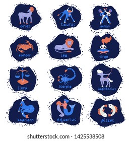Zodiac signs. Figures of the zodiac horoscope.