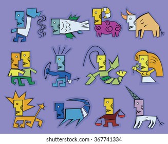 Zodiac signs flat.