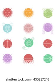 zodiac signs flat buttons