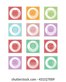 zodiac signs flat buttons 