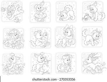 Zodiac signs with a funny pup playing